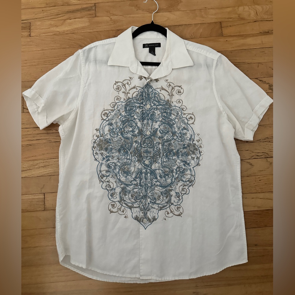 INC International Concepts White Linen Shirt